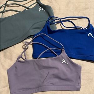 Oner Active Strappy Sports Bras - Blue, Gray, and Purple